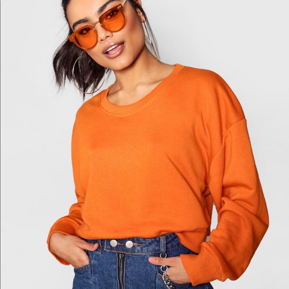 Orange Boohoo Cropped Sweatshirt